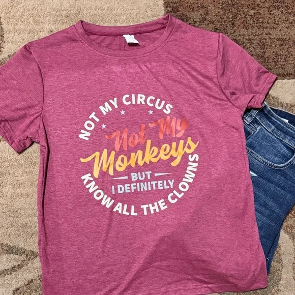 NWT Not My Circus Not My Monkeys, But I Definitely Know All The Clowns T-Shirt - Picture 6 of 6